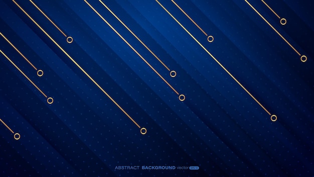 Синий градиент с тенью Абстрактная геометрическая форма с золотыми линиями и круговым фоном