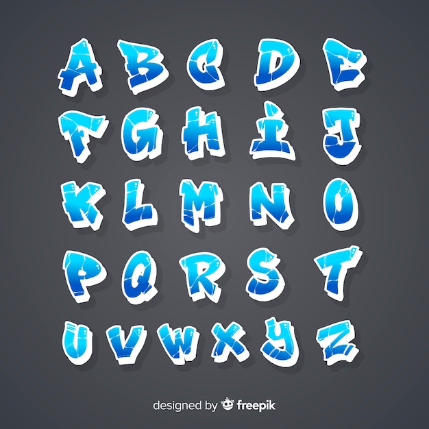 Blue graffiti alphabet