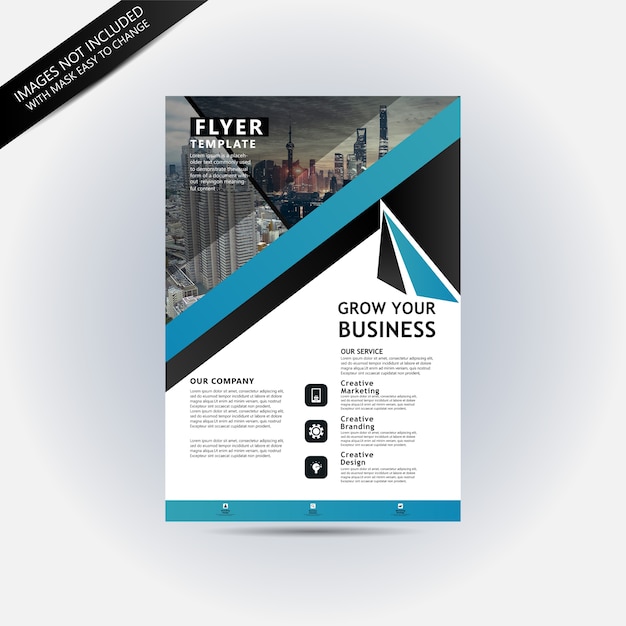 Vector blue and gray business flyer template