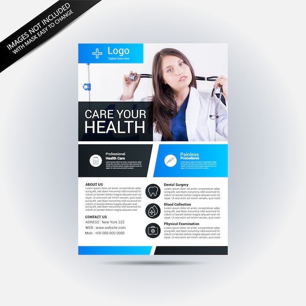 Blue and gray medical flyer template