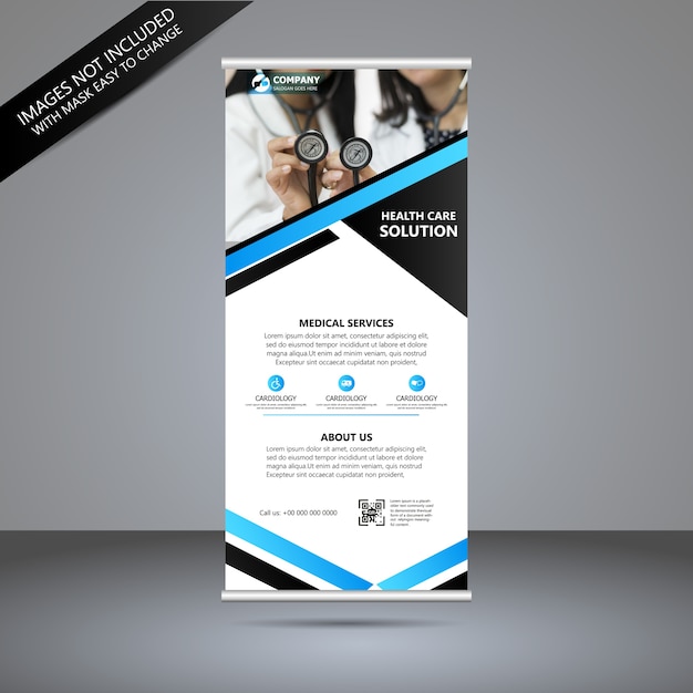 Blue and gray medical roll up design
