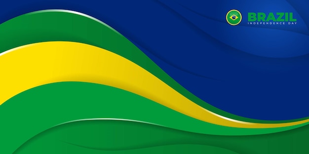 青緑と黄色ブラジル独立記念日のテンプレートデザインの抽象的な背景