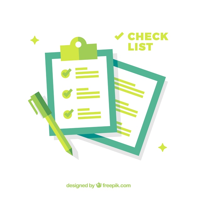 Blue and green background with checklist