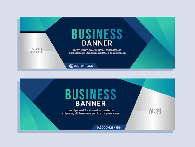 Vector a blue and green banner with a blue background.