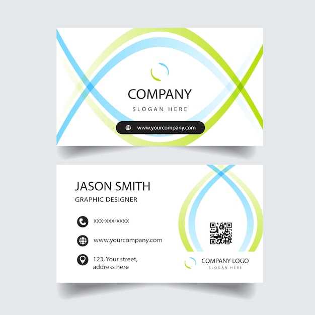 Blue and Green Business Card Template