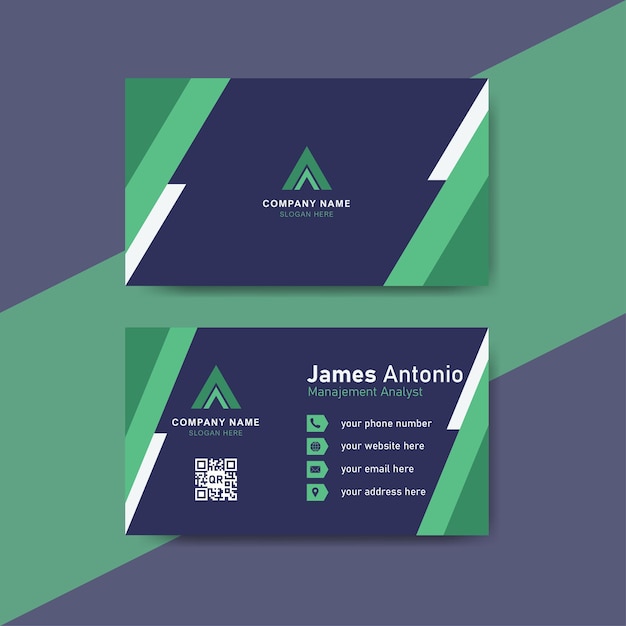 Blue and green business identity card template concept