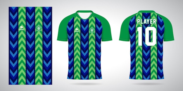 Modello di design sportivo maglia da calcio verde blu