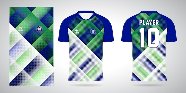 Modello di design sportivo maglia da calcio verde blu