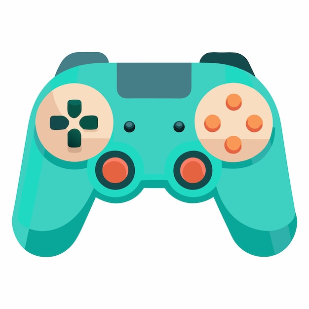 a blue and green game controller with a green controller