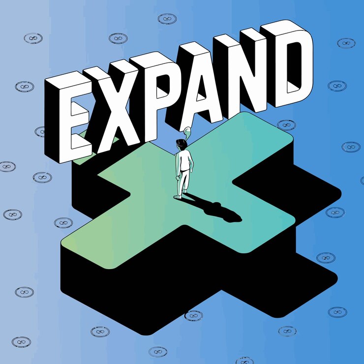 Vector a blue and green graphic of an exclamation company