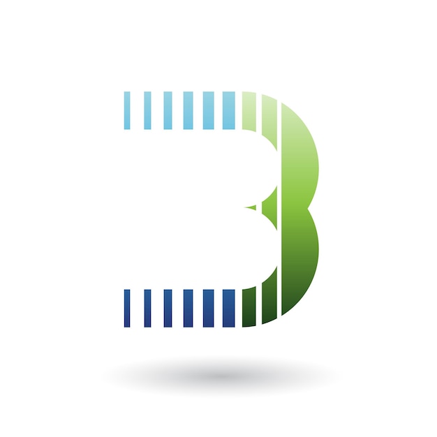 Vector blue and green letter b icon with vertical stripes