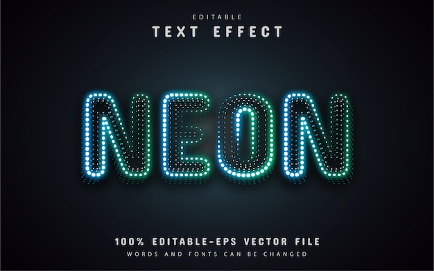Blue green neon dots text effect