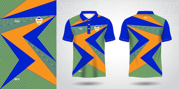 blue green orange polo sport shirt sublimation jersey template