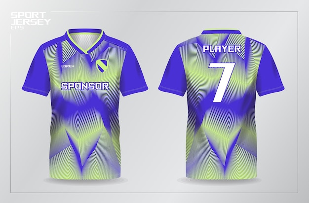 Blue green sport jersey for football and soccer shirt template