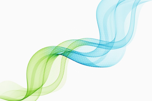 Blue and green wave design element on white background Transparent lines abstract wave shape