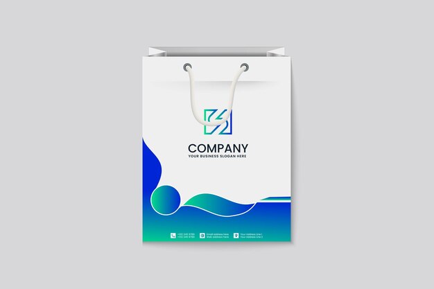 Blue and green waves shopping bag template