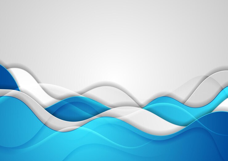 Vector blue and grey abstract glossy waves corporate background