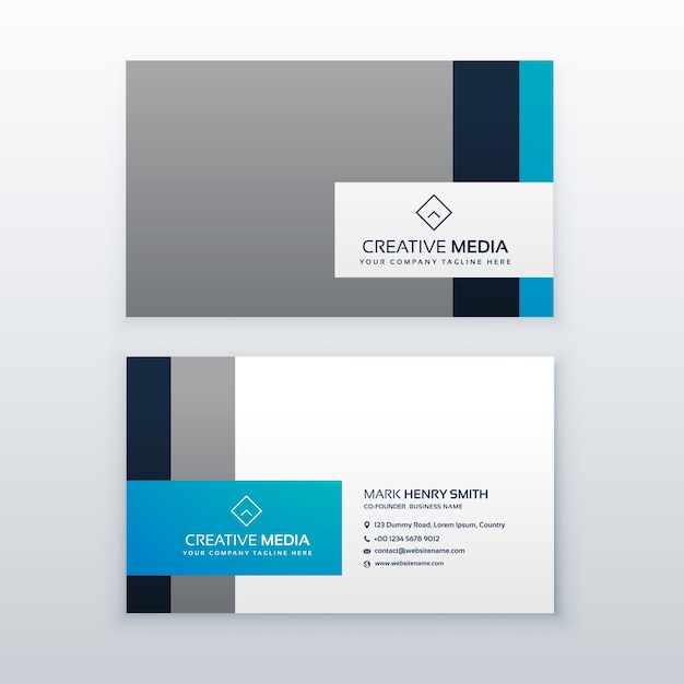 Blue and grey business card template