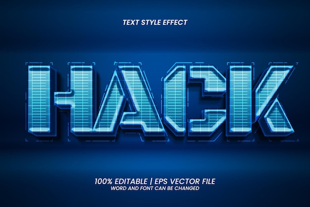 Blue Hack Text Effect Editable 3D Style