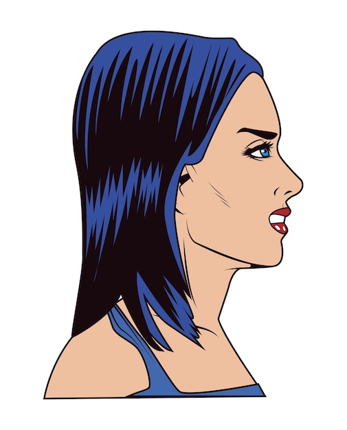 Capelli blu donna popart