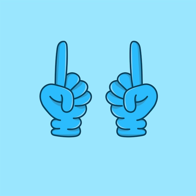 Vector blue hand with gloves isolated vector illustration cartoon style