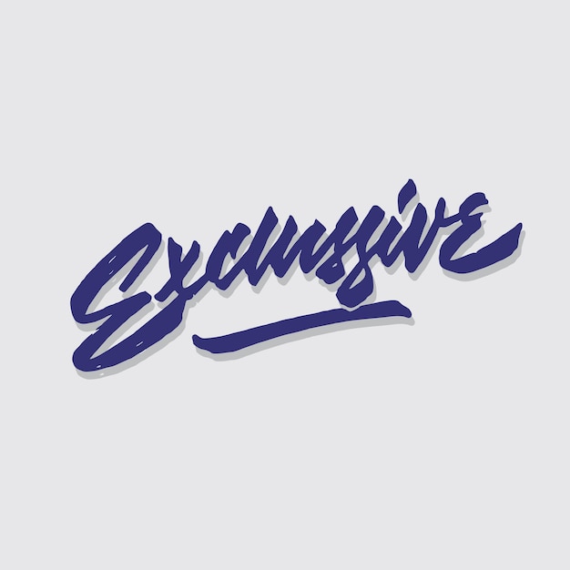 A blue handwritten font that says exclusive on it.