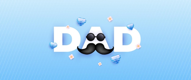 Blue happy father's day banner design