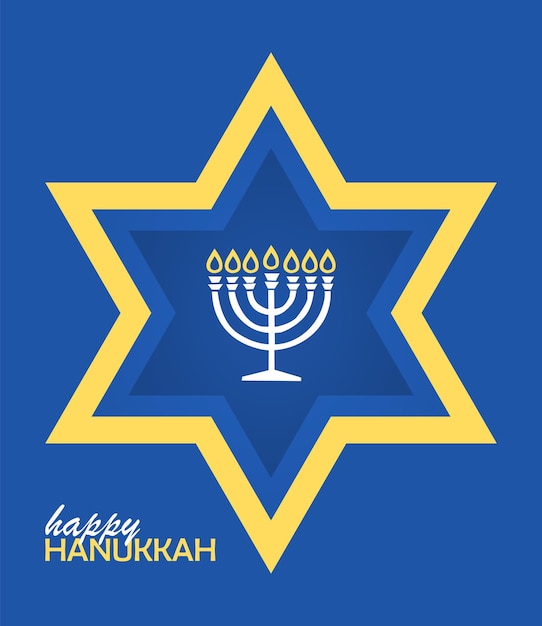 Blu felice hanukkah poster design vettoriali stock