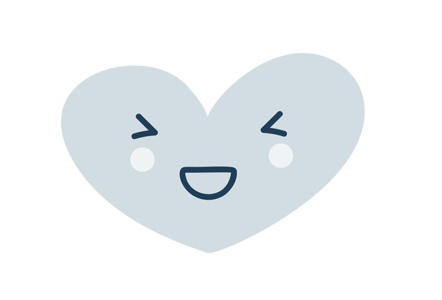 Blue happy laughing heart love emoji icon object symbol flat vector art cartoon element