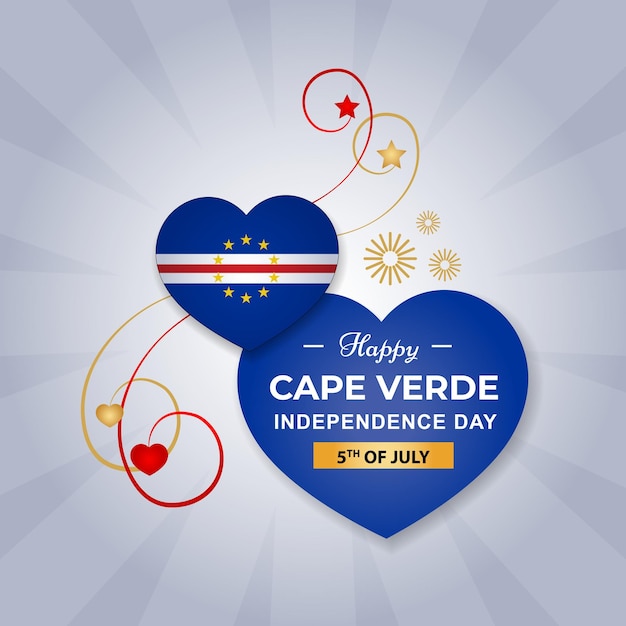 A blue heart with the flag of cape verde independence day on it.