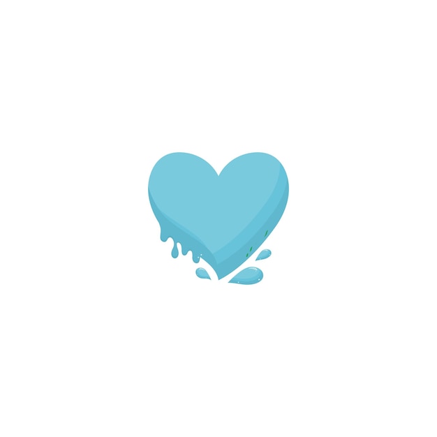 a blue heart with a splash of liquid on it