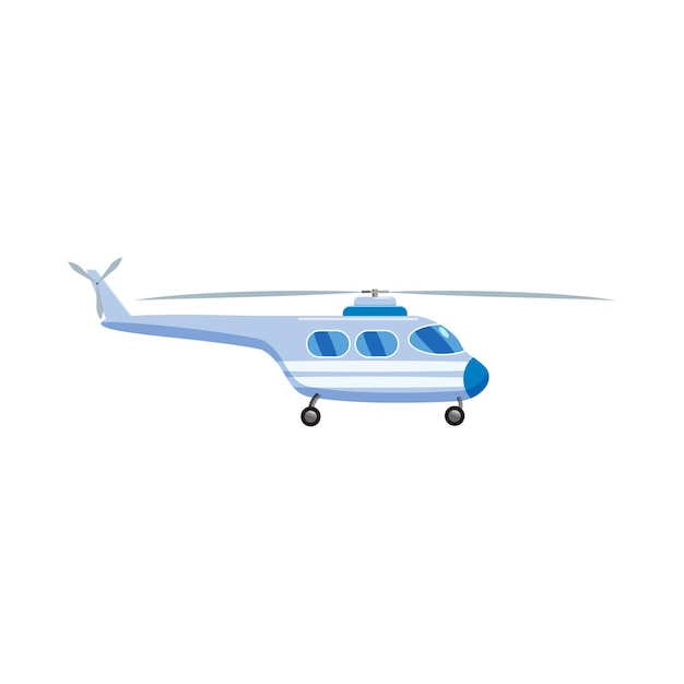 Blue helicopter icon in cartoon style isolated on white background Aircraft symbol