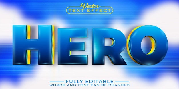 Vector blue hero vector editable text effect template