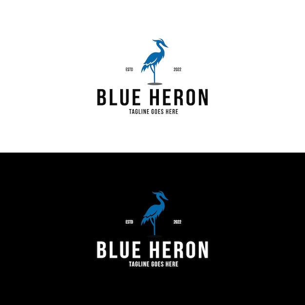 Blue heron bird logo design inspiration