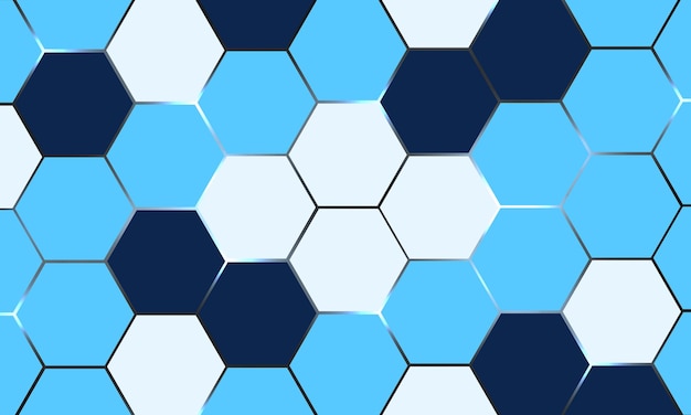 Blue hexagon gaming abstract vector background with blue and white hexagonal shapes