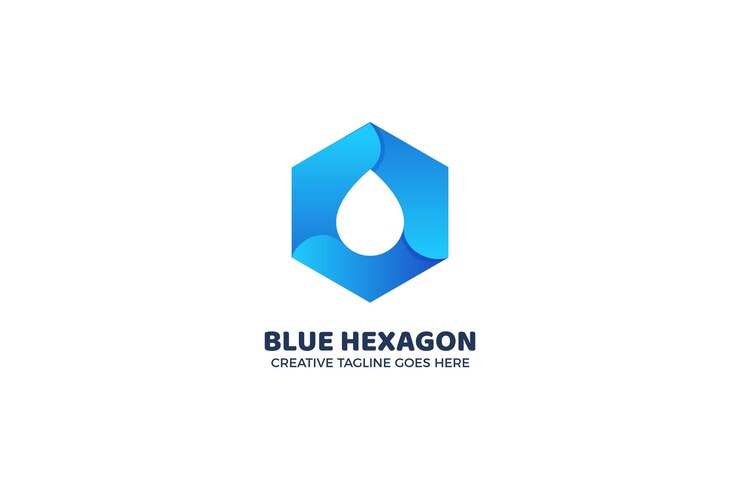 Vector blue hexagon geometric logo template