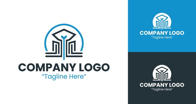 テクノロジーブランドと企業ビジネスアイデンティティのための青い六角ロゴ