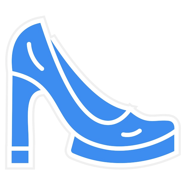 Vector a blue high heel shoe with a picture of a shoe on it