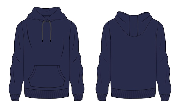 Vector a blue hoodie with the front and back of it