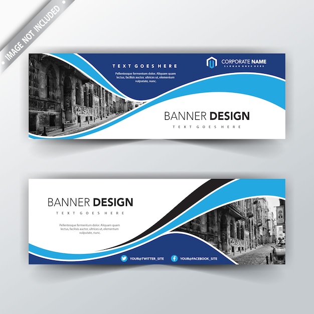 Vector blue horizontal banner for advertising