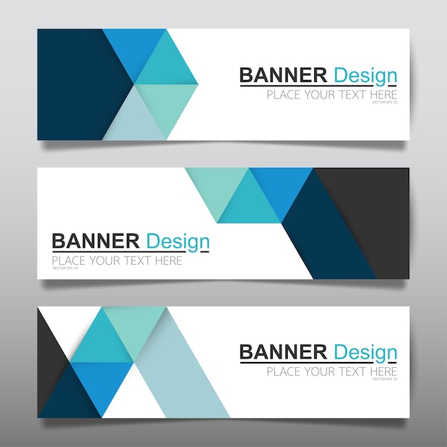 Vector blue horizontal business banner layout template.