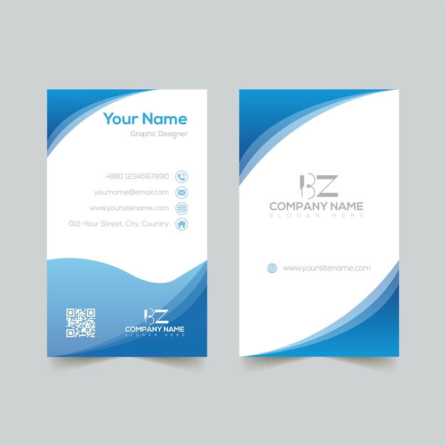 Blue horizontal business card template for corporate office