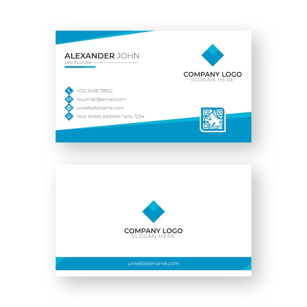 Blue horizontal business card template