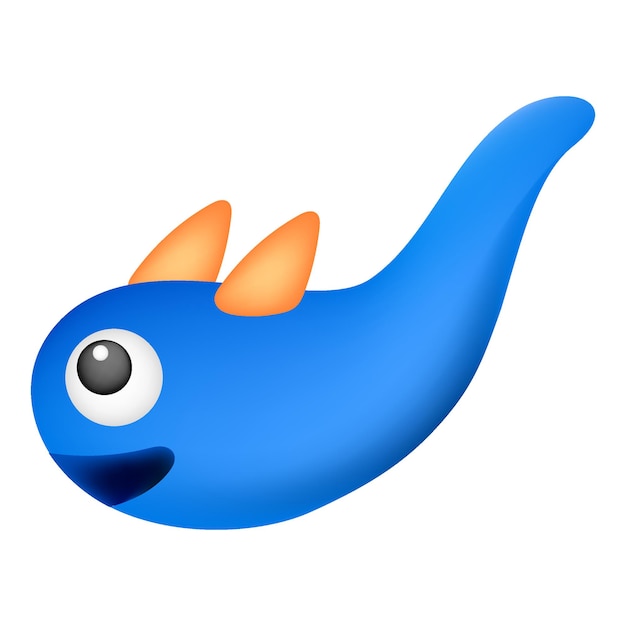 푸른 뿔 뱀 물 괴물 수영 낙서 아이콘 이미지 귀엽다