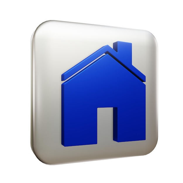 A blue house icon is on a white background