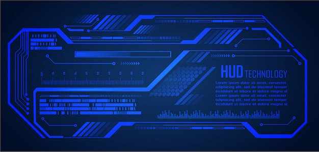 Blue HUD cyber circuit future technology concept background