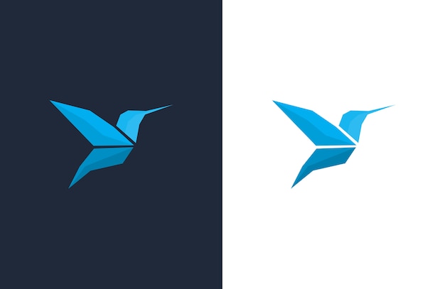 Vector blue hummingbird logo design templates