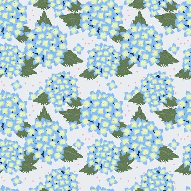 Blue hydrangea seamless pattern.