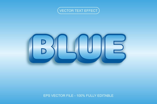 Blue ice 3d art editable text effects Free Vector