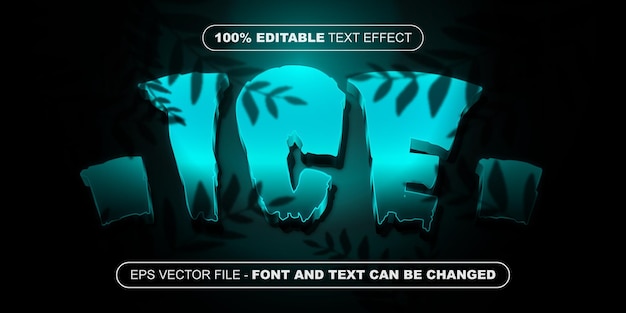 Vector blue ice 3d editable text effect